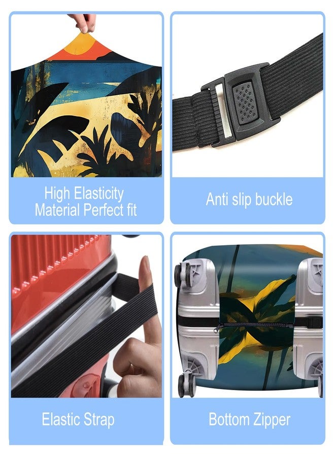 THISFIND Tropical Sunset Luggage Cover - Stretchable Suitcase Protector with Beach, Palm Tree & Sunset Design - Fits 28-30 Inch Luggage - Durable & Scratch-Resistant Travel Cover with Zipper Access,L - Image 5